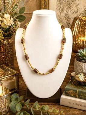 ARTISAN Vintage Italian Millefiori, Freshwater Pearl & Crystal Necklace